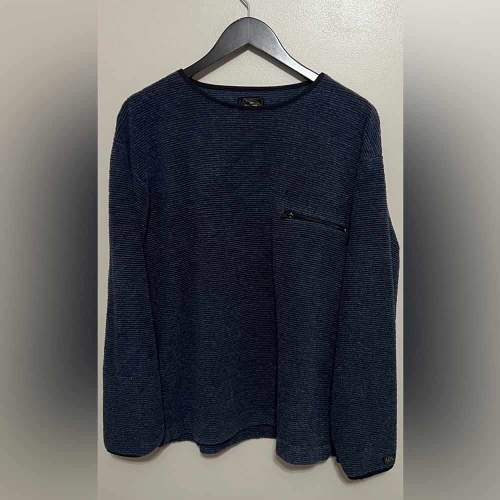 Alps Navy Blue Fleece Sweatshirt/ Sweater with Zipper Pocket Size Large